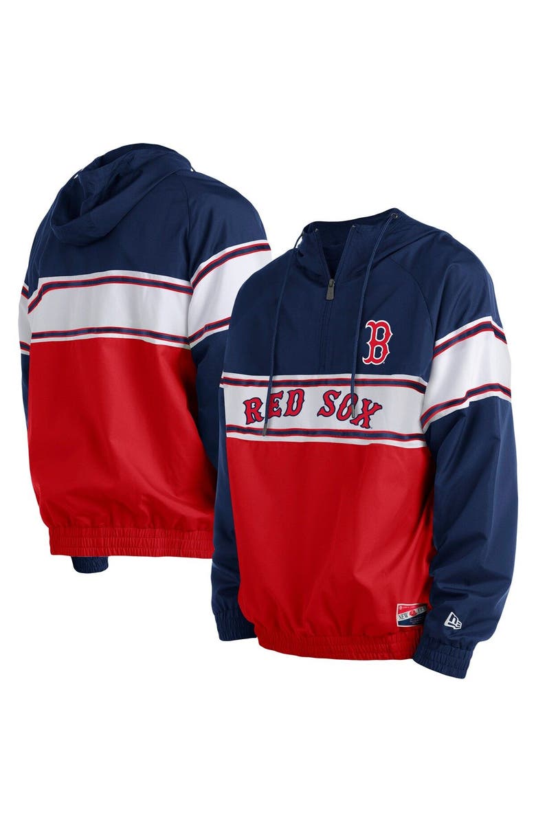 New Era Men's New Era Navy Boston Red Sox Ripstop Raglan Quarter-Zip Hoodie, Main, color, Navy