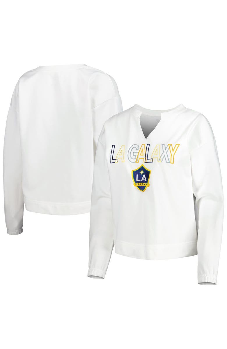 CONCEPTS SPORT Women's Concepts Sport  White LA Galaxy Sunray Notch Neck Long Sleeve T-Shirt, Main, color, White