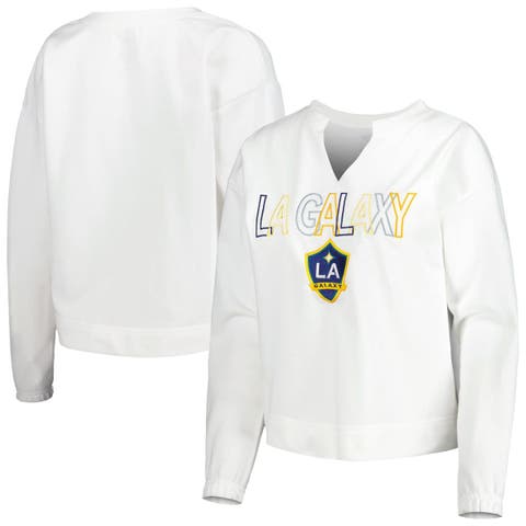 Women's Concepts Sport  White LA Galaxy Sunray Notch Neck Long Sleeve T-Shirt