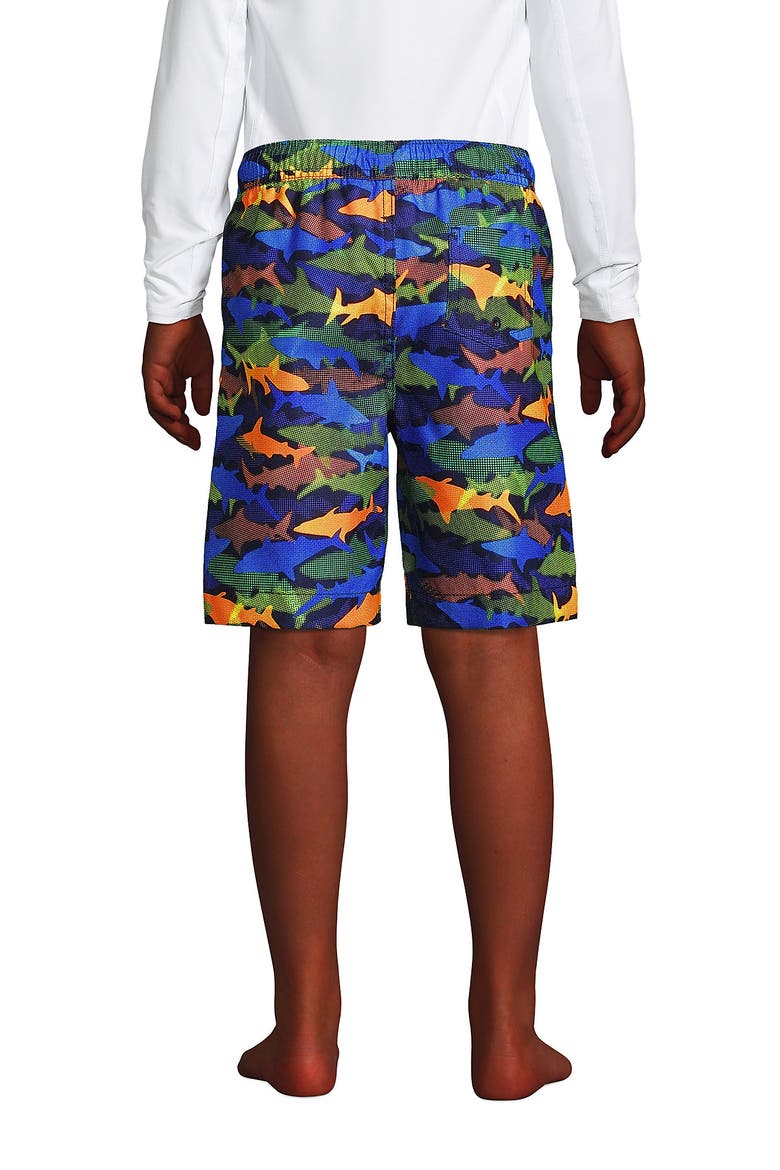 Boys Husky Print Swim Trunks, Alternate, color, Navy Multi Sharks