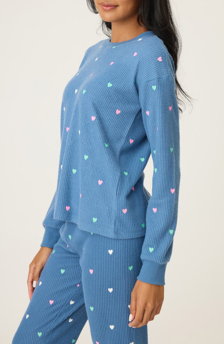 PJ Salvage Love Club Thermal Pajama Top, Alternate, color, Blue Horizon