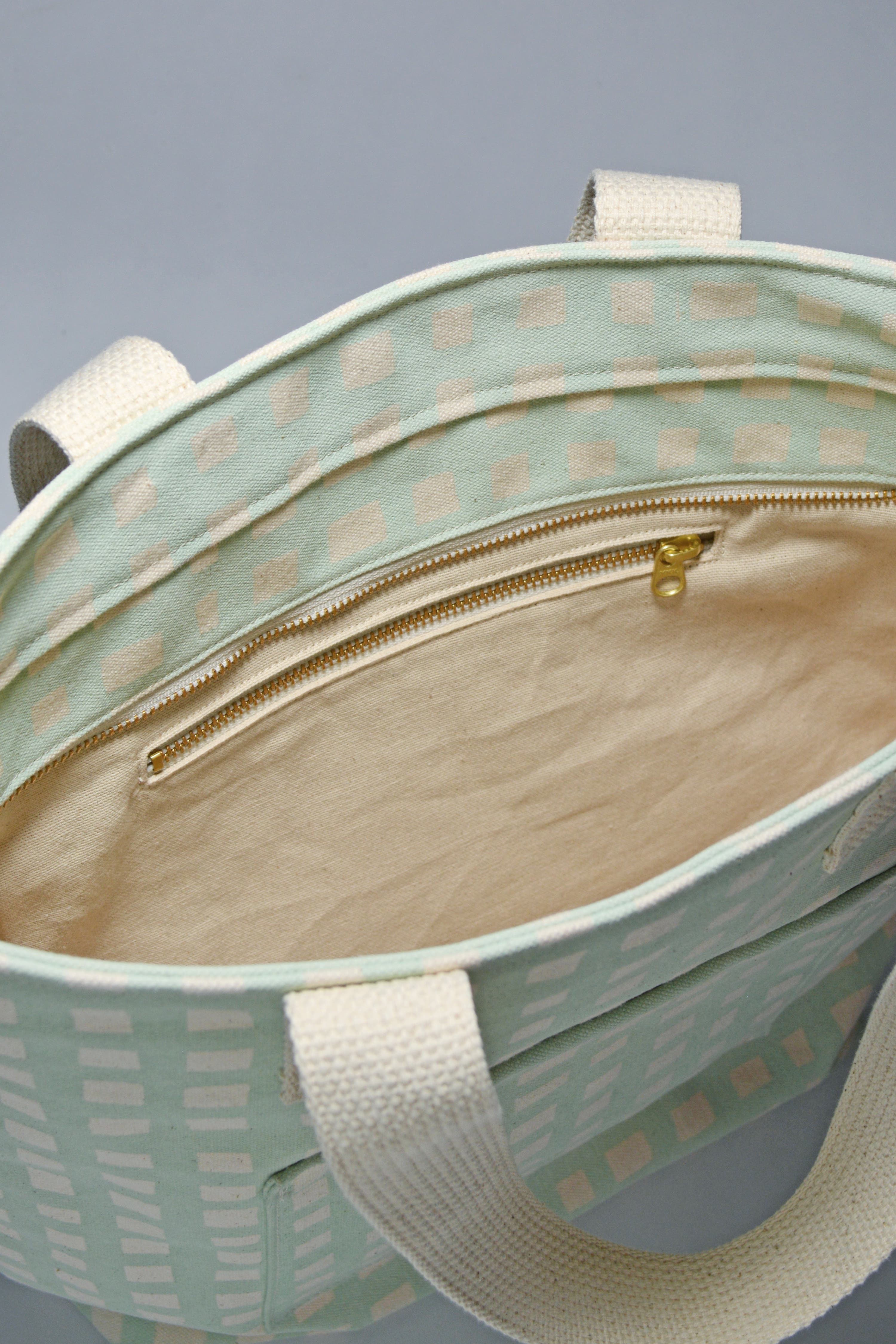 Dance Happy Grid Carry All Tote Bag, Alternate, color, Mint