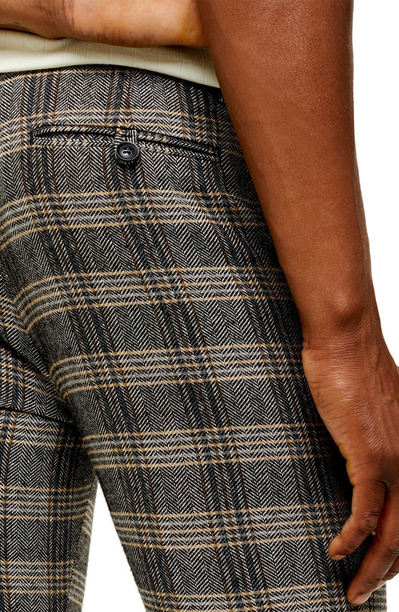 Topman Juice Skinny Fit Plaid Herringbone Pants, Alternate, color,
