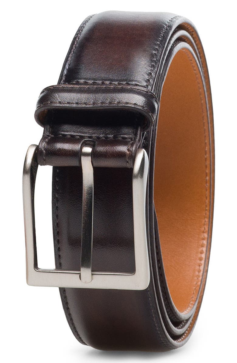 Magnanni Wind Leather Belt, Main, color, 