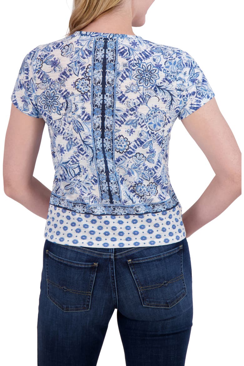 Floral Cotton & Modal T-Shirt, Alternate, color, BLUE FLORAL