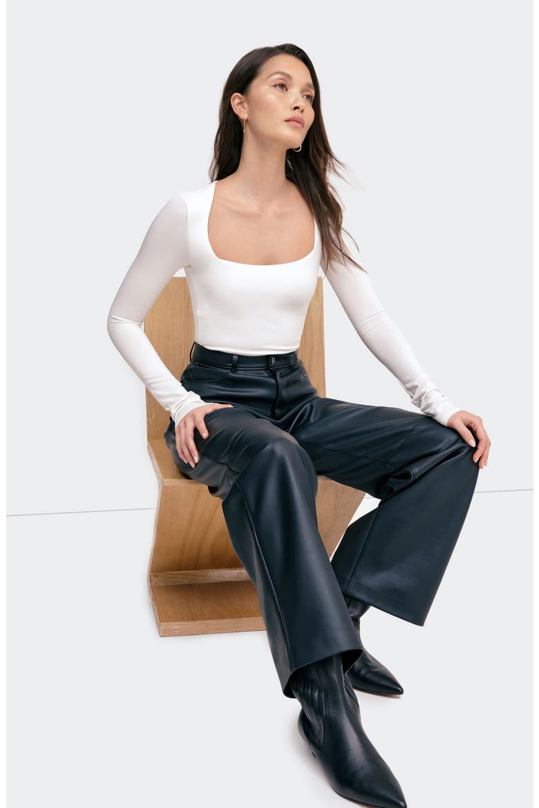 Yvonne Square Neck Jersey Top, Alternate, color, OFF WHITE