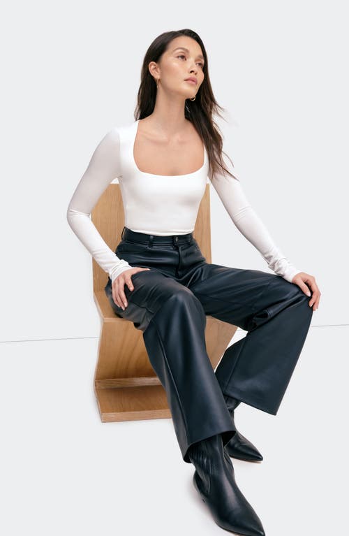 Marcella Yvonne Square Neck Jersey Top In Off White