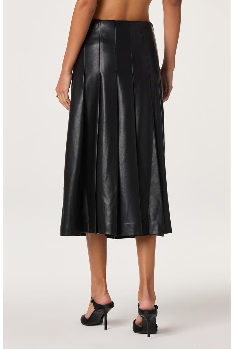 Gloriana Pleated Faux Leather Midi Skirt, Alternate, color, BLACK