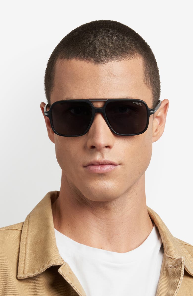 Carrera Eyewear 58mm Navigator Sunglasses, Alternate, color, Black Ruthenium/ Grey Polar