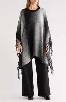 La Fiorentina Ombré Fringe Trim Poncho