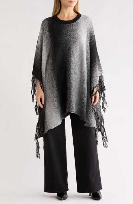 La Fiorentina Ombré Fringe Trim Poncho