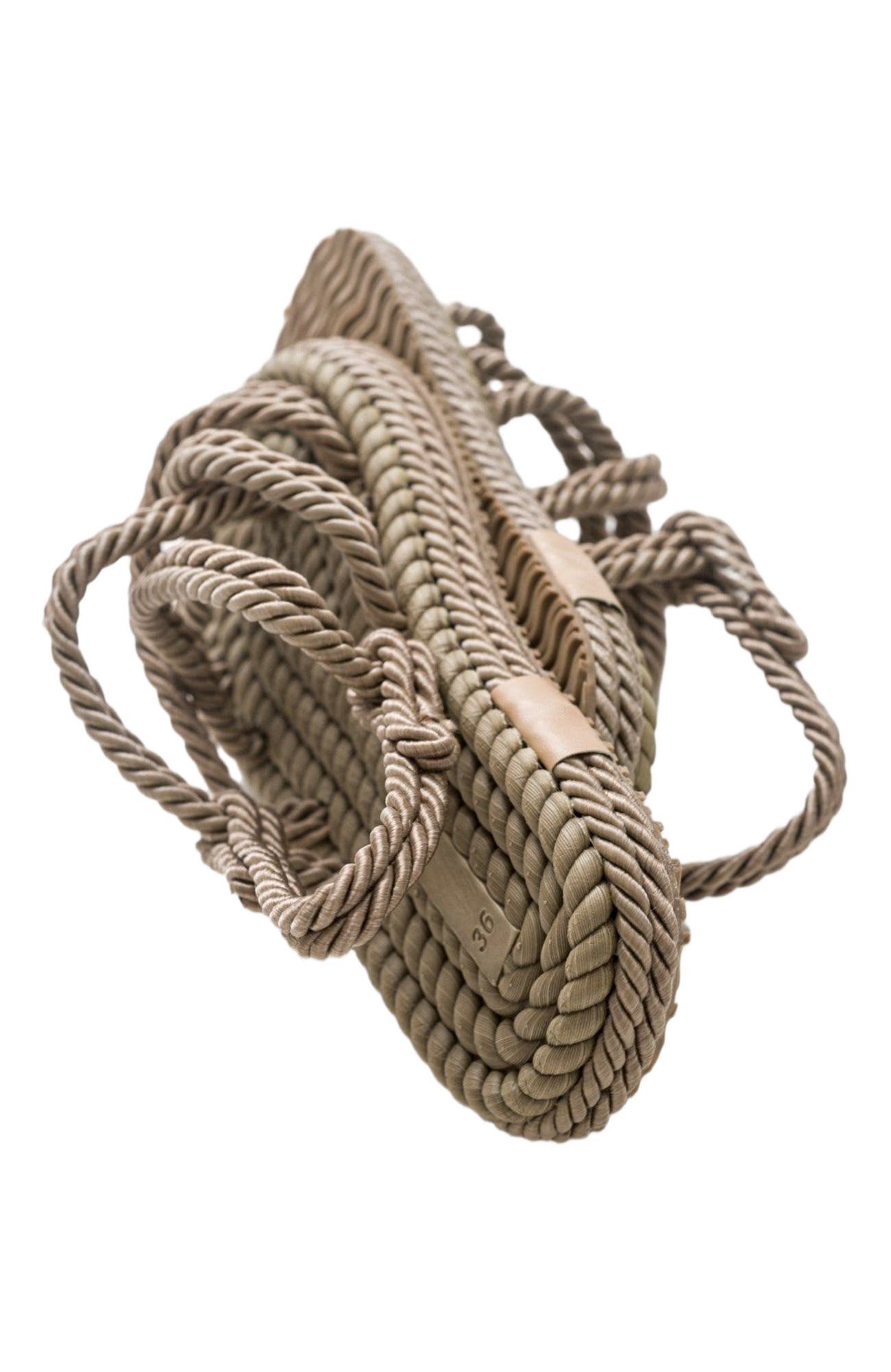 Prologue Shoes POMA Flat Sandal, Alternate, color, Dark Beige Faux Leather