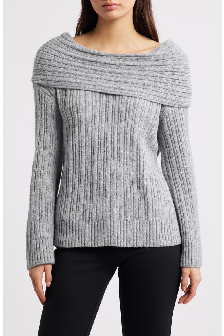 Snowie Off the Shoulder Sweater, Main, color, GREY