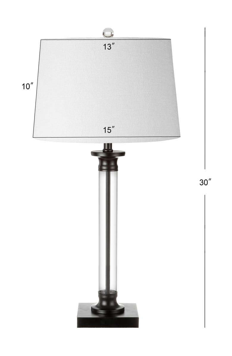 JONATHAN Y Mason 30" Glass and Metal LED Table Lamp, Black/Clear, Alternate, color, Black/Clear