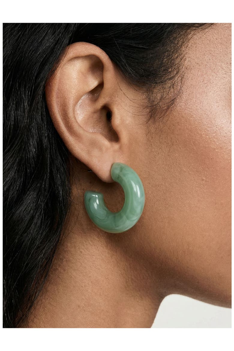 Funky Set of 3 Assorted Hoop Earrings, Alternate, color, GREEN MULTI