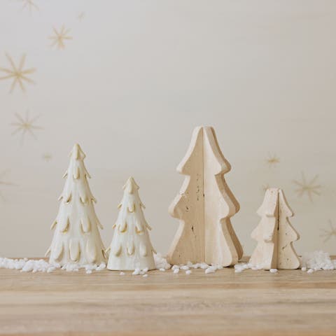 Stoneware Tree with Cut-Outs and LED Glow
