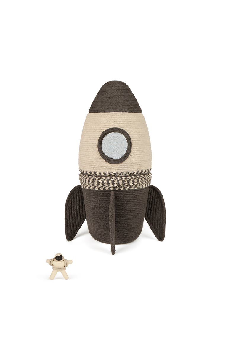 Lorena Canals Basket Giant Rocket, Main, color, Natural, Dark Grey, Plain Blue