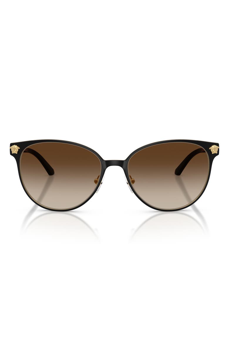 Versace 57mm Gradient Phantos Sunglasses, Main, color, Matte Black/ Gold/ Brown