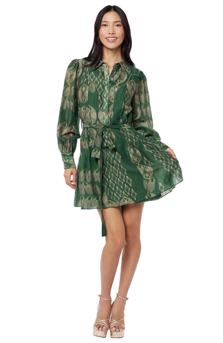CIEBON Abbott Long Sleeve Shirtdress, Alternate, color, Green