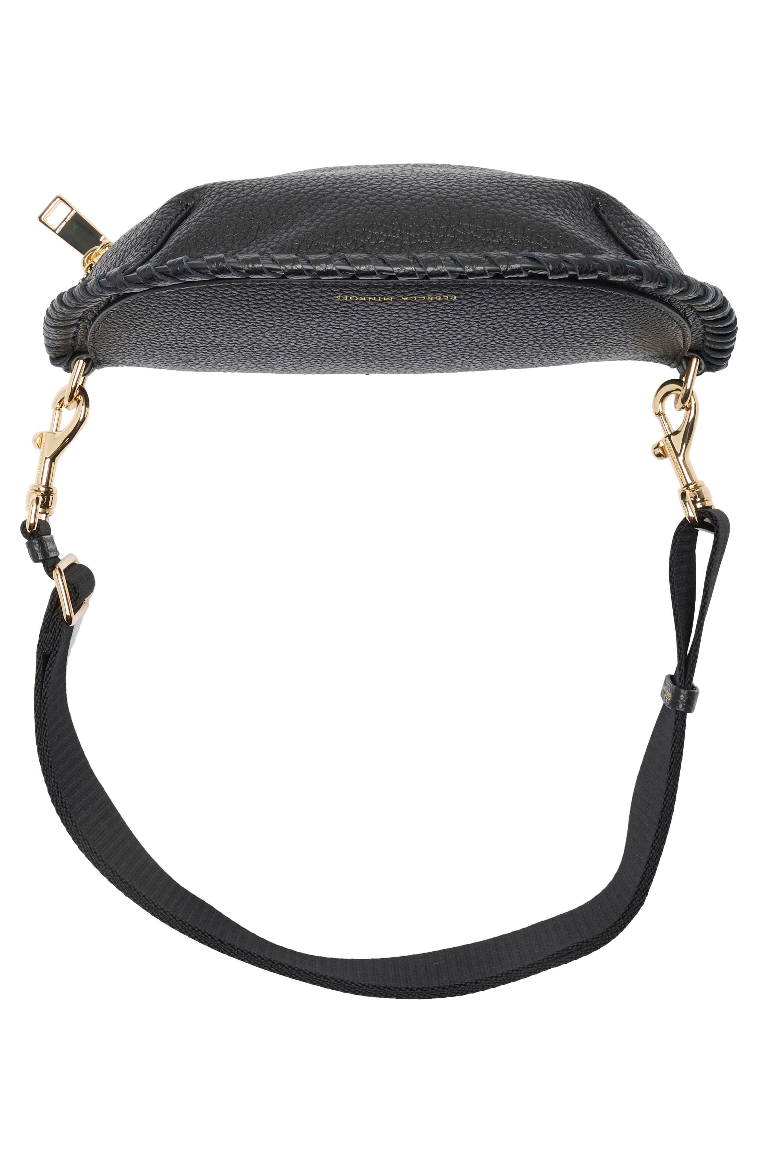 Rebecca Minkoff Darren Whipstitch Leather Belt Bag, Alternate, color, Black