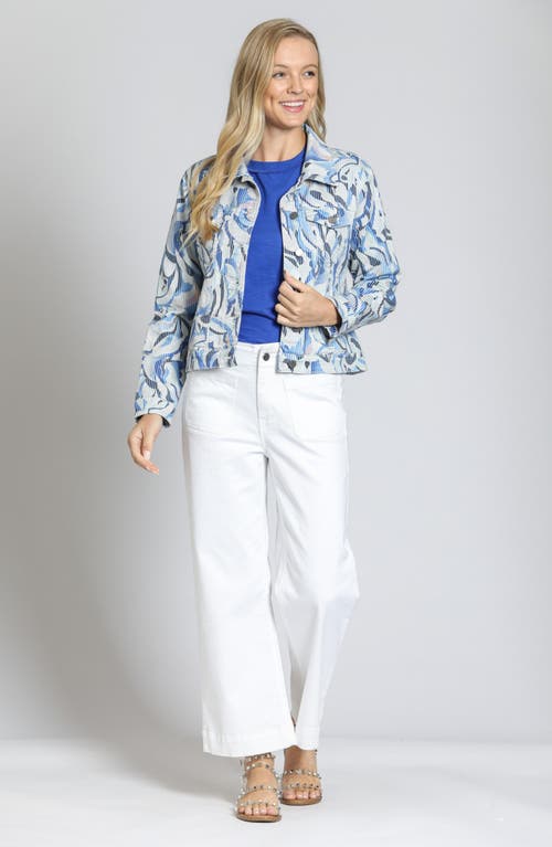 Apny Printed Denim Jacket In Blue Multi