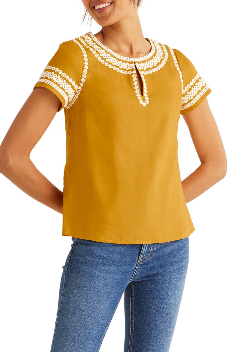 Boden Laura Embroidered Linen Top, Main, color, 
