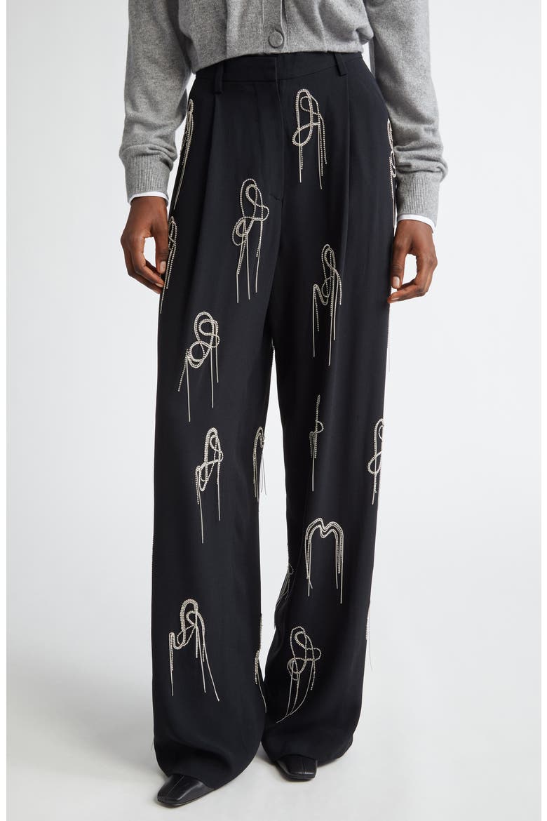 Porter Embellished Wide Leg Pants, Main, color, BLACK