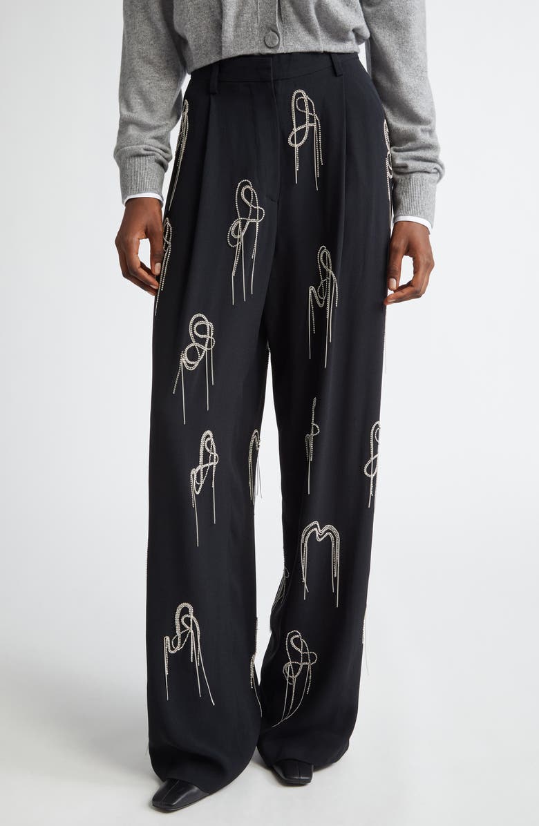 Dries Van Noten Porter Embellished Wide Leg Pants, Main, color,