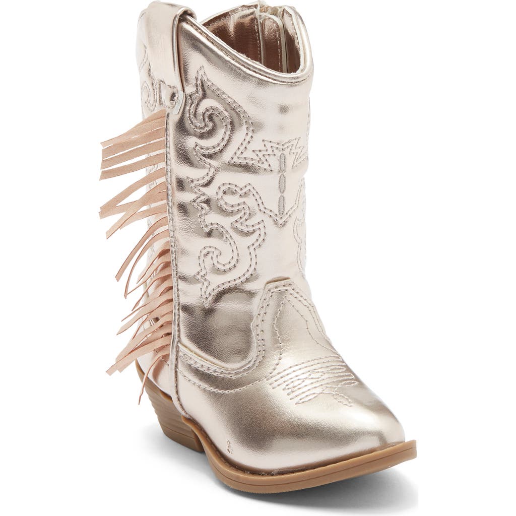 Harper Canyon Kids' Fringe Metallic Western Boot In Gold