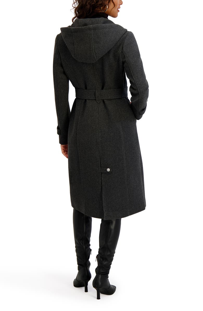 Kensie Belted Plush Trench Coat, Alternate, color, Charcoal