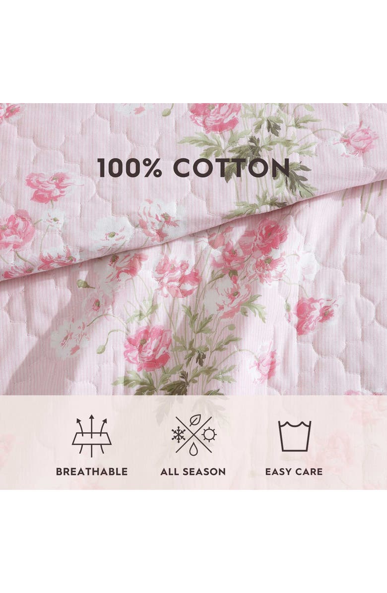 Laura Ashley Veronica's Bouquet Cotton Quilt Set, Alternate, color, Pink/ White