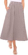Halogen® Gingham Midi Skirt