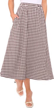 Halogen® Gingham Midi Skirt