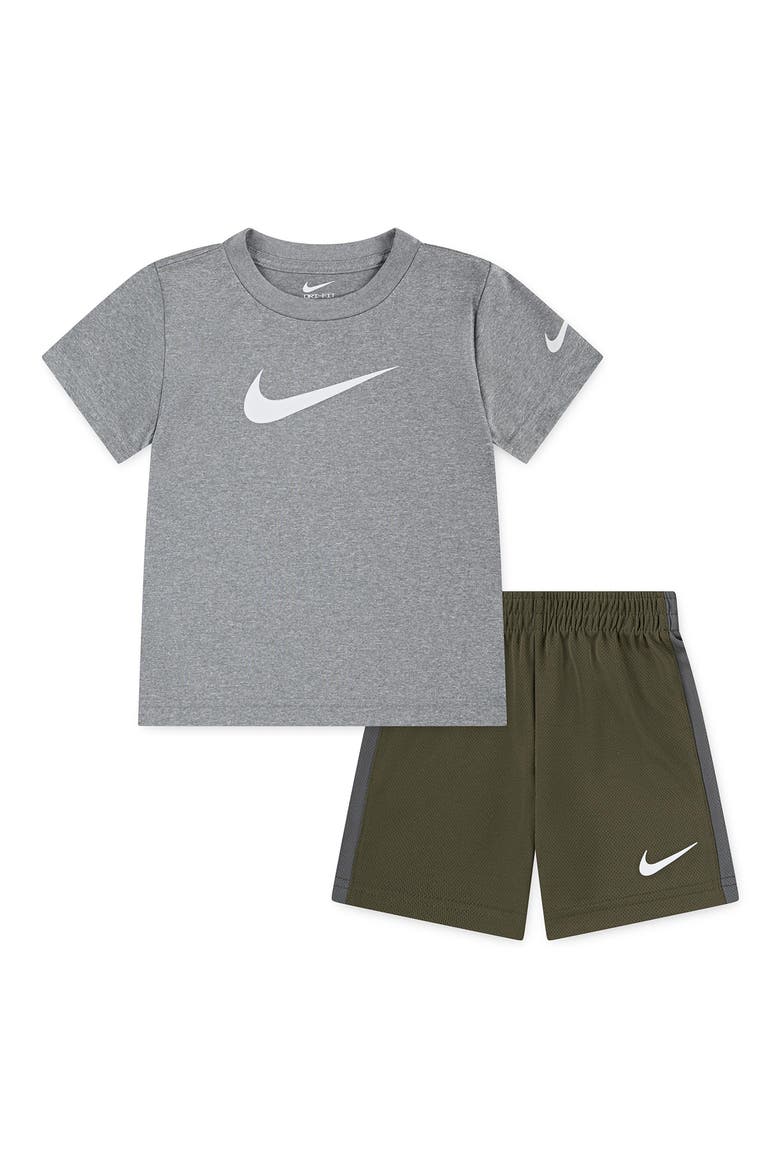 Kids' Swoosh T-Shirt & Shorts Set, Main, color, MEDIUM OLIVE