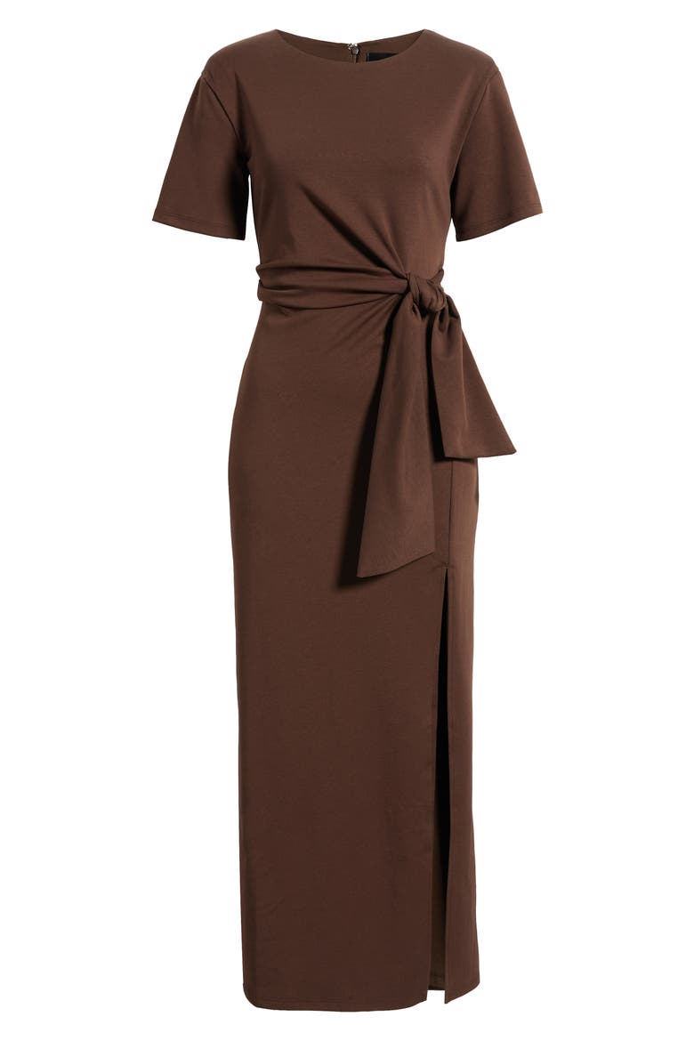 Coen Tie Waist Maxi Dress, Alternate, color, DARK BROWN