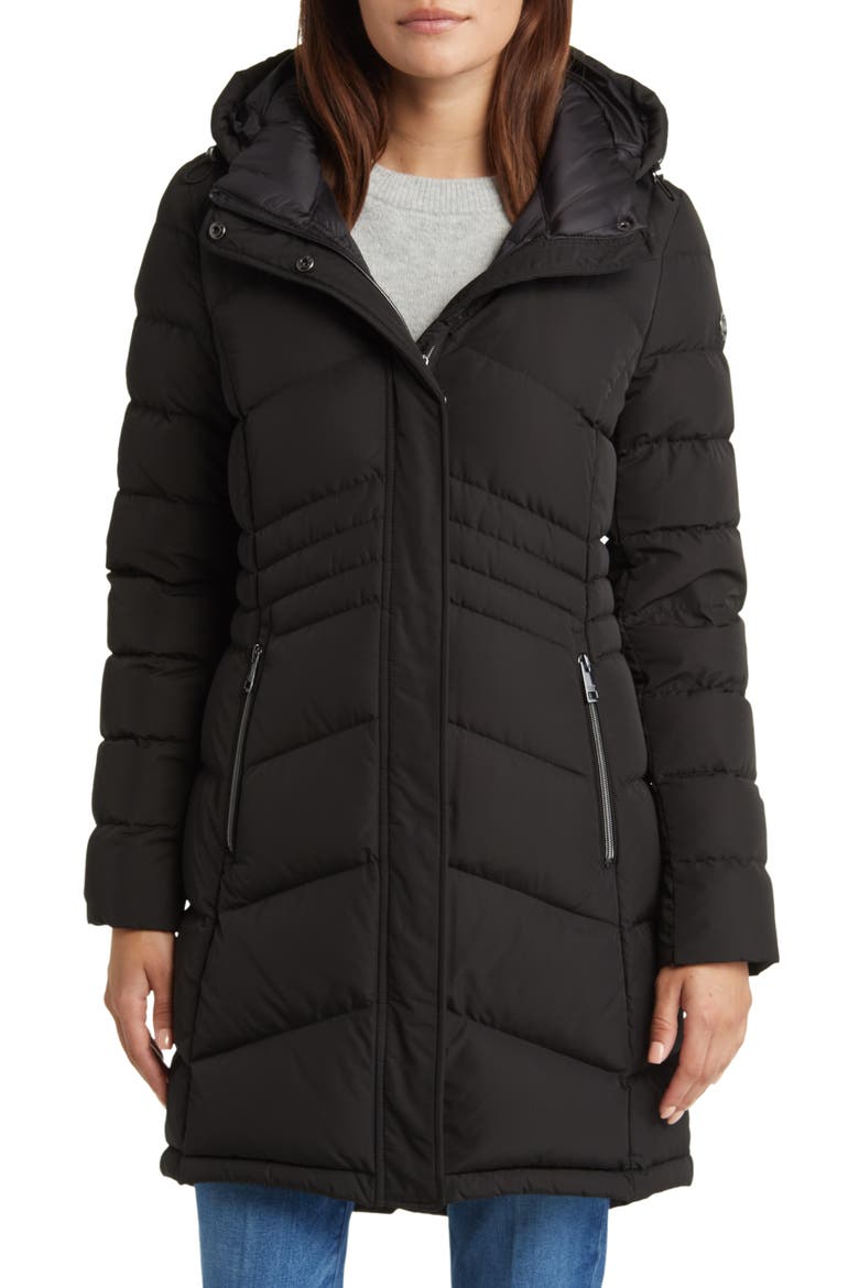 Hooded 650 Fill Power Down Puffer Jacket, Main, color, BLACK