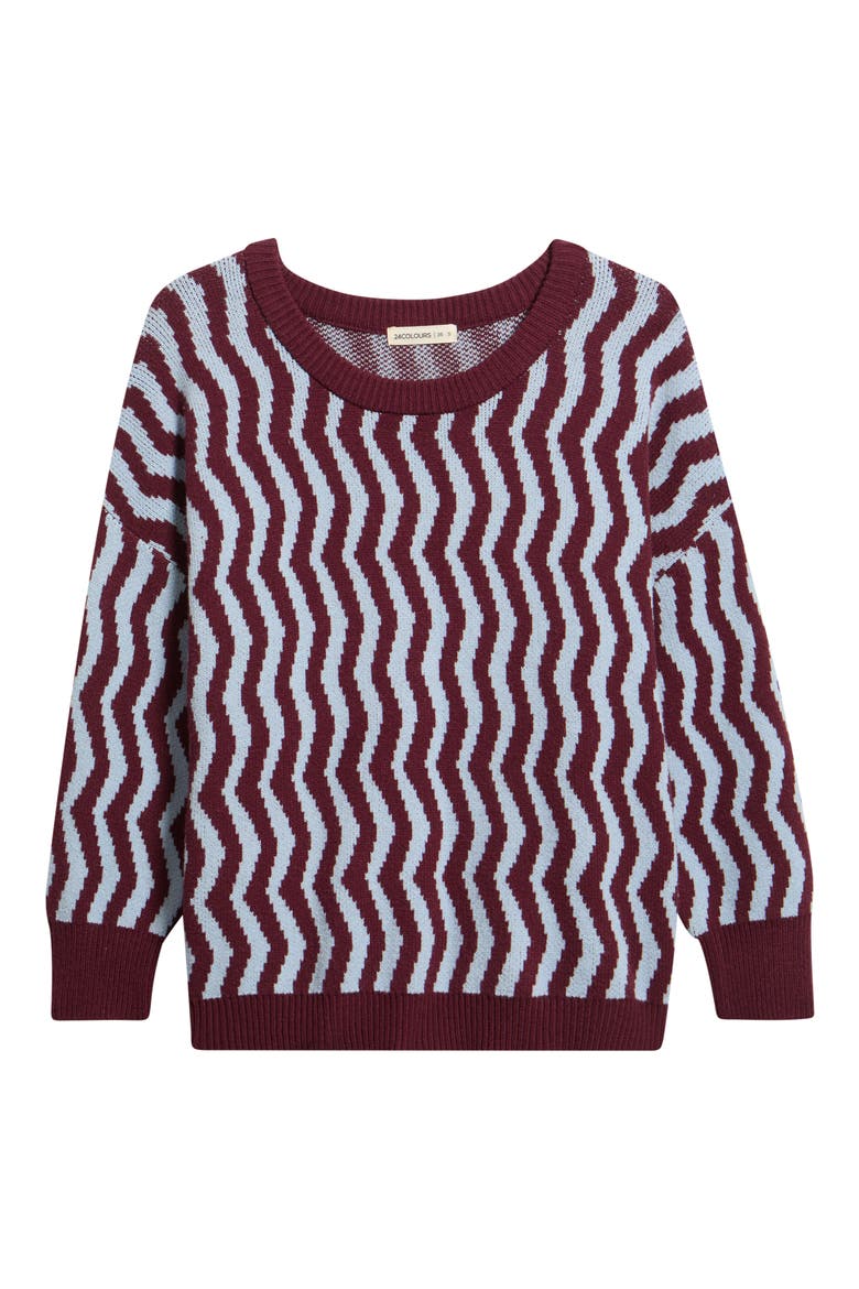 Vertical Squiggle Pullover, Alternate, color, BORDEAUX