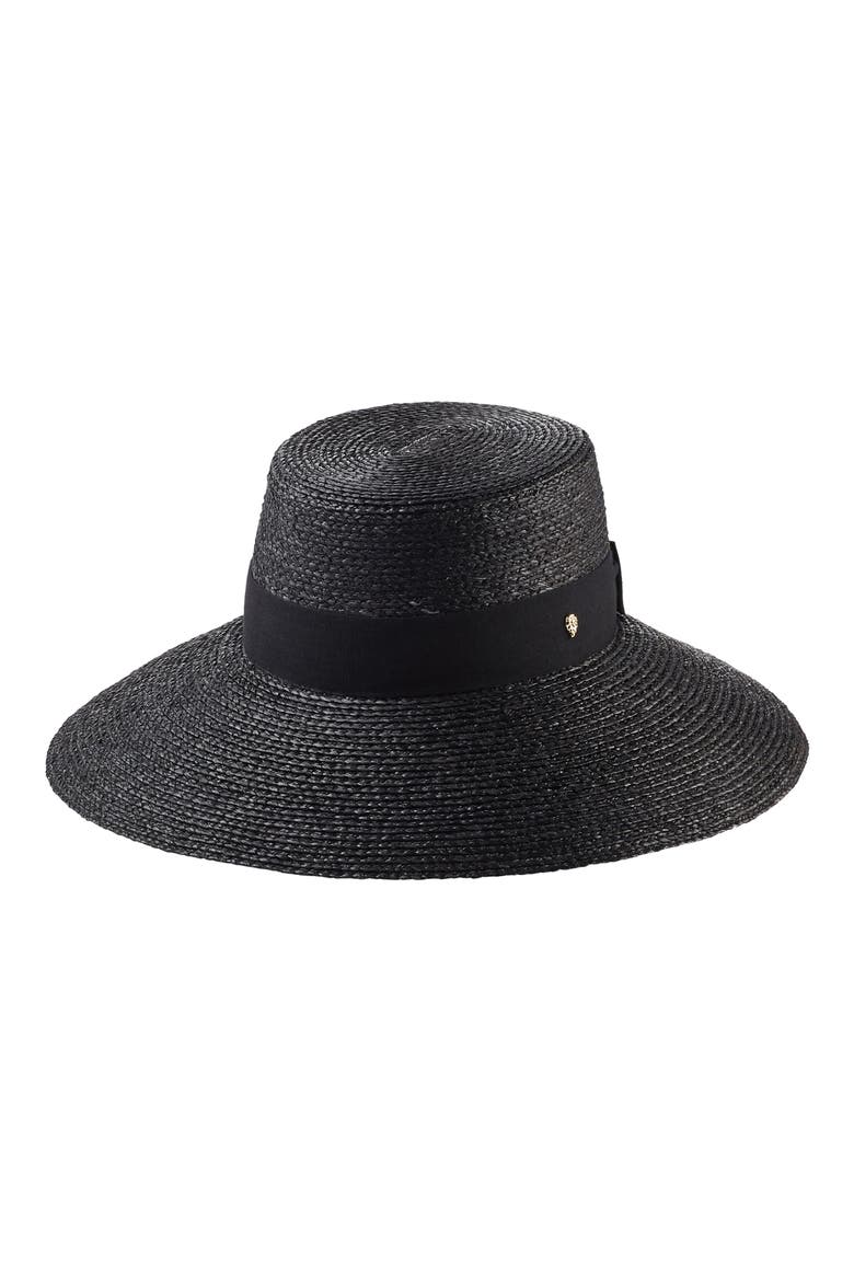 Wide Brim Raffia Hat, Main, color, CHARCOAL/ BLACK