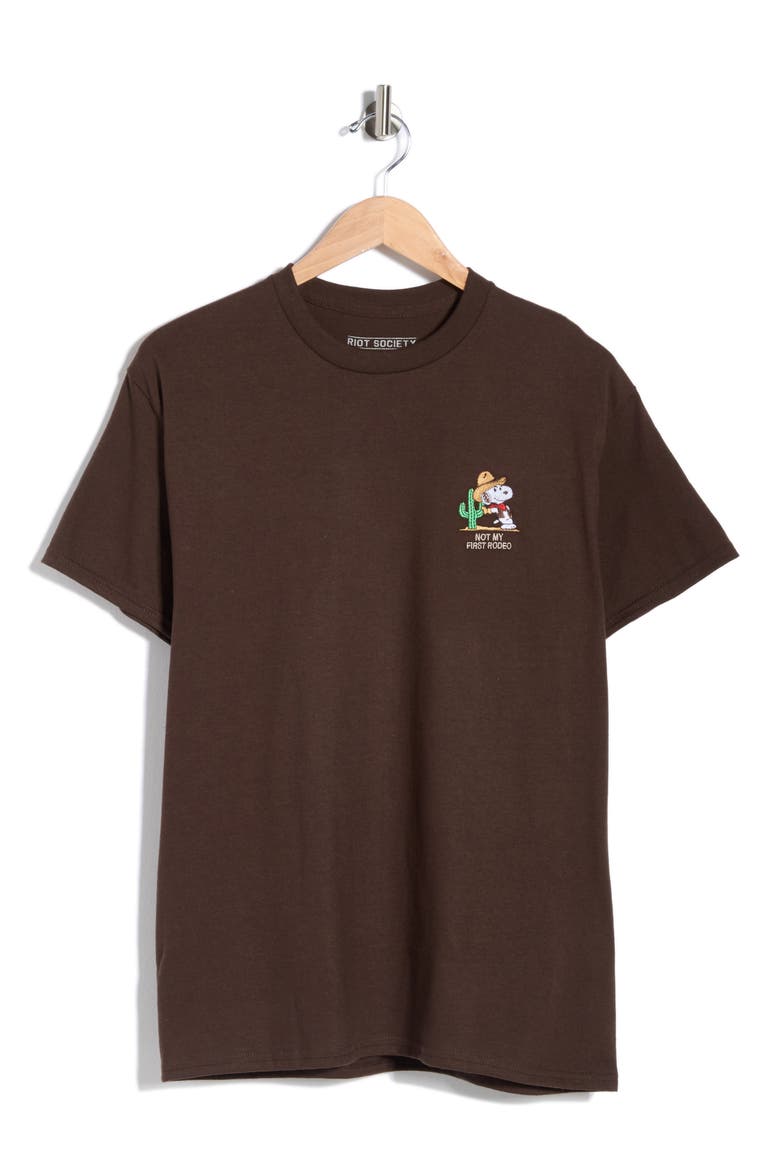 Peanuts® Embroidered T-Shirt, Main, color, BROWN