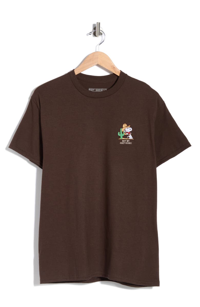 RIOT SOCIETY Peanuts<sup>®</sup> Embroidered T-Shirt, Main, color, Brown