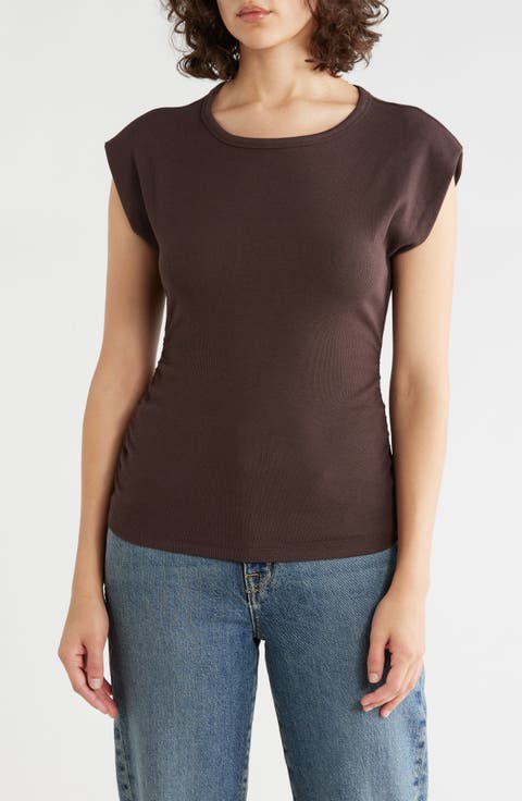 Cap Sleeve Ribbed T-Shirt