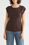 T Tahari Cap Sleeve Ribbed T-Shirt