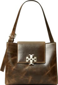 Tory Burch Charlie Runway Distressed Leather Flap Shoulder Bag