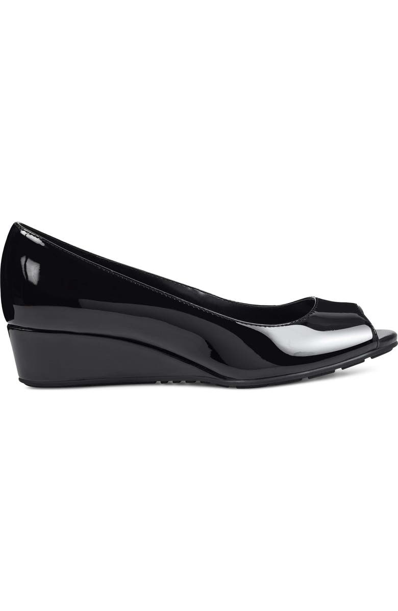 Bandolino Peep Toe Wedge Pump, Alternate, color, Black Faux Patent Leather