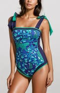 Jessie Zhao New York Green Wonderland Reversible One-Piece Swimsuit