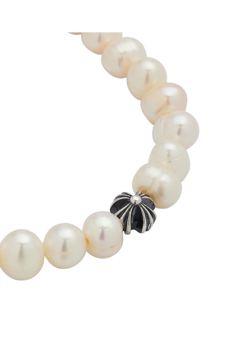 Jan Leslie Freshwater Pearl Stretch Bracelet With Sterling Silver Fluted Star Spacer, Alternate, color, Pearl