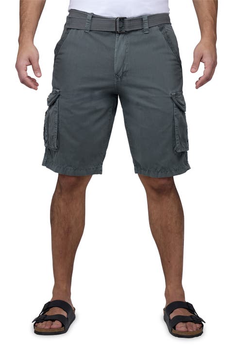 Belted Cotton Twill Cargo Shorts
