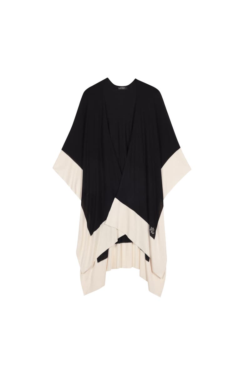 Lauren Ralph Lauren Tissue Weight Ruana With Border, Main, color, Black