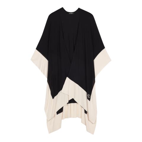 Tissue Weight Ruana With Border