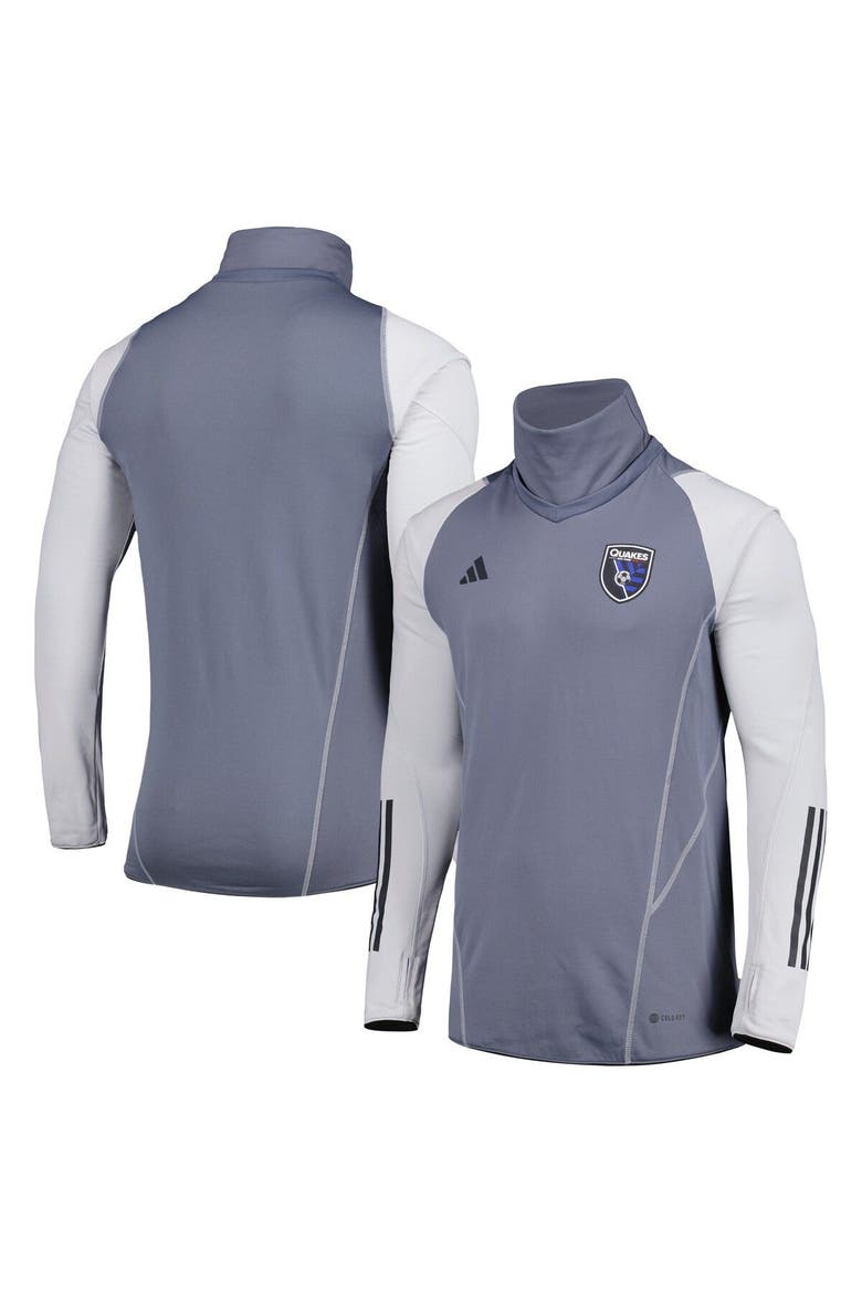 Men's adidas Gray San Jose Earthquakes Warm Raglan COLD.RDY Top, Main, color, Gray